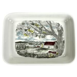 Johnson Bros Friendly Village England Vintage Rectangular Baker/Lasagna Pan-Nice
